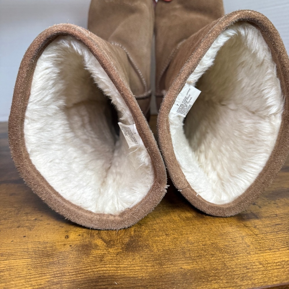 Xhilaration Boots Genuine Suede Tan Faux Fur Lining Women's Size 7 Rubber Sole - Picture 12 of 12
